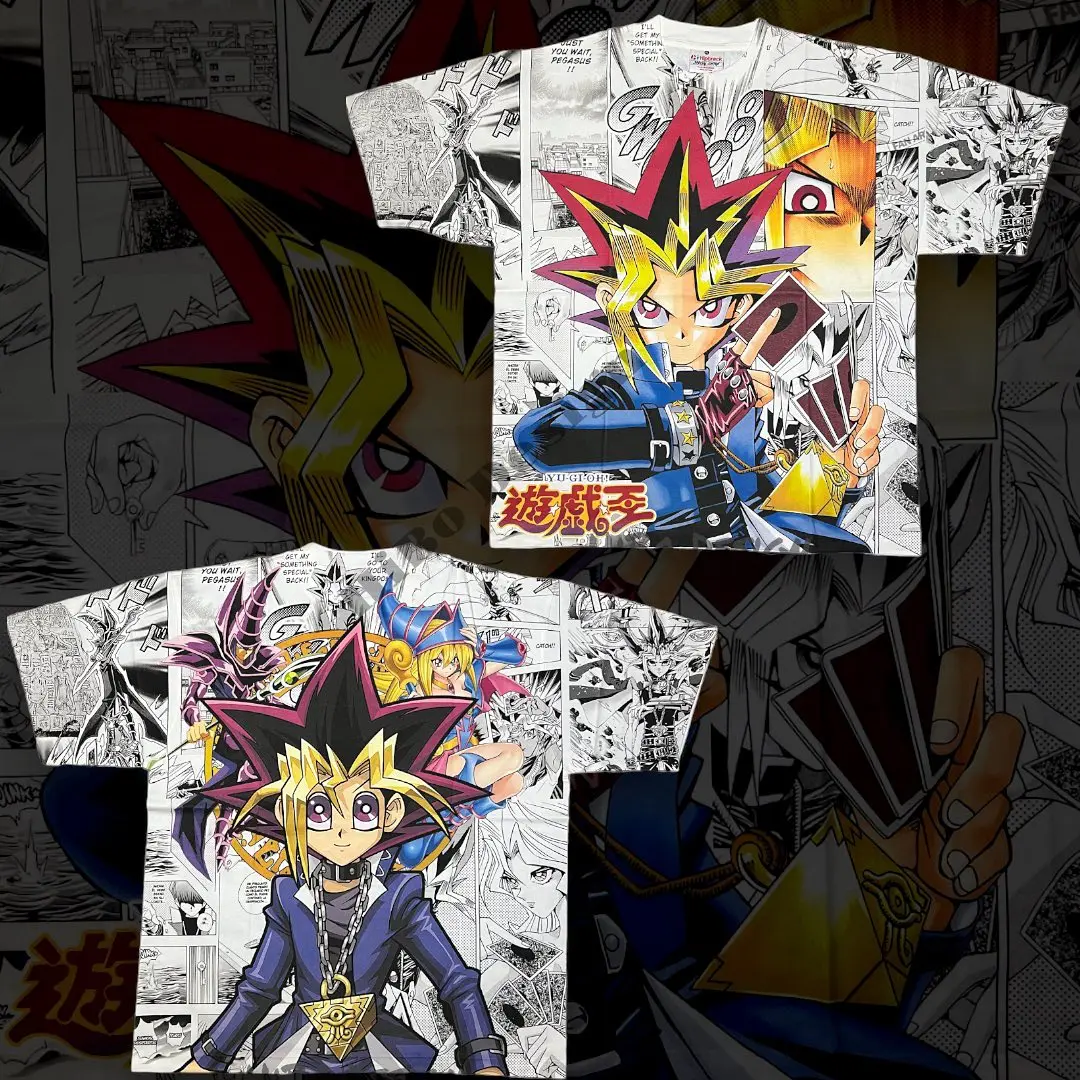 

Yu-Gi-Oh классические футболки с рисунком аниме, уличная футболка большого размера, хлопковая футболка с короткими рукавами для пар, хип-рок, топ y2k