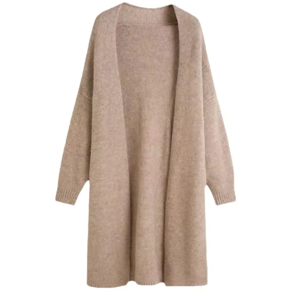 

Женский однотонный вязаный кардиган средней длины, весенне-осенне-зимний свитер, куртка, легко сочетается, Dongdaemun, ленивый стиль