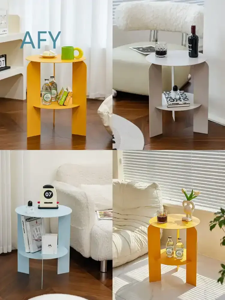 Creative Iron Coffee Table for Nordic Living Room Sofa Side Small Tea Table for Orange Storage Corner Tables Furniture