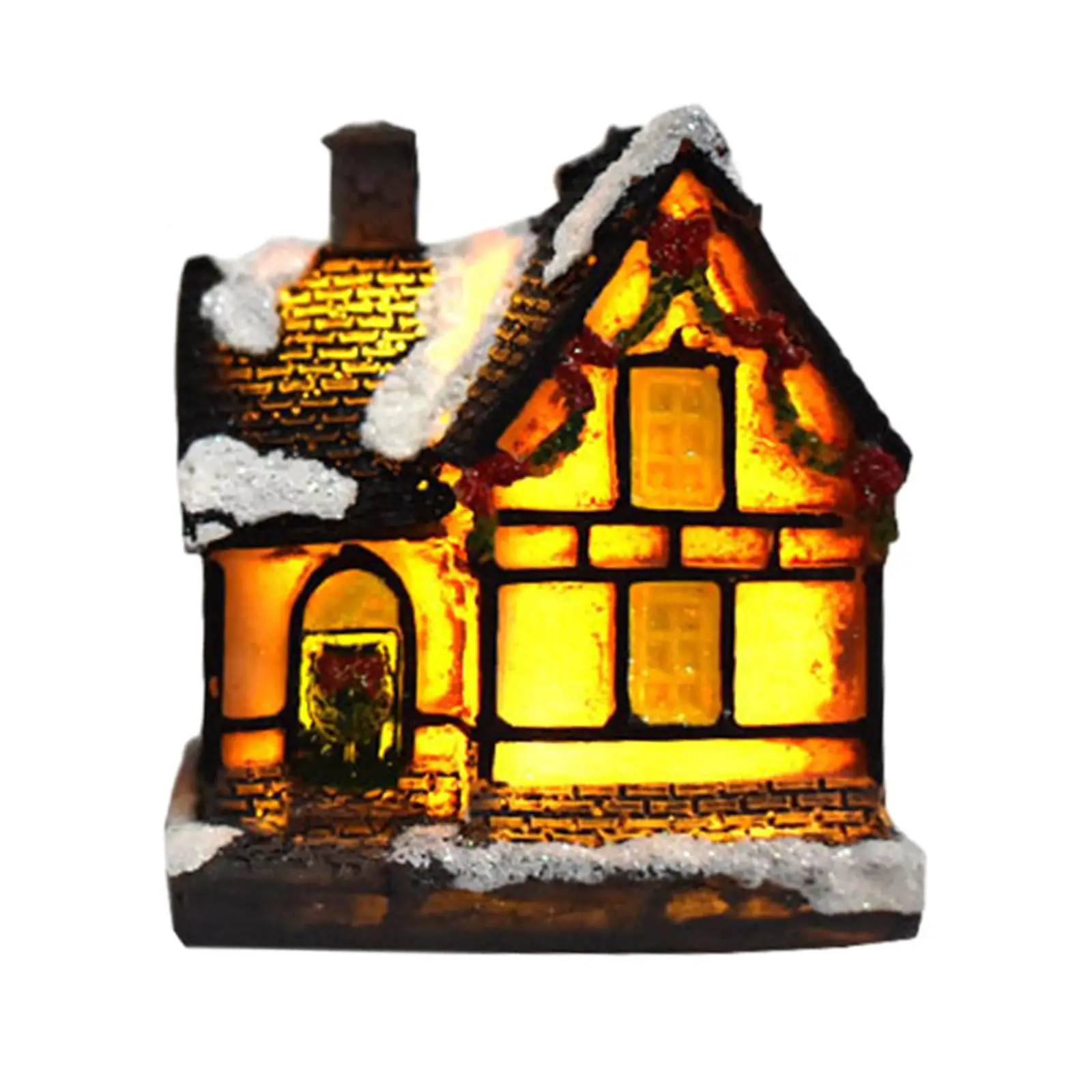 LED Christmas Castle Desktop Ornaments Crafts Holiday Snow Scene Mini House