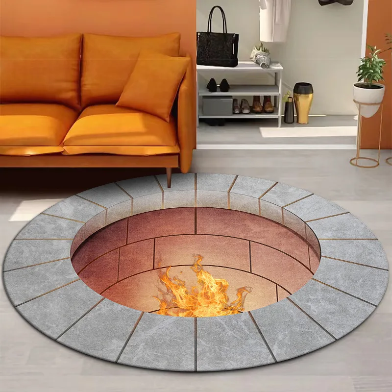 Colorful Round Rug Dizziness Visual Art Carpet Whirlpool Trap Print for Home Living Room Hallway Decor Nonslip Rug Creative Gift