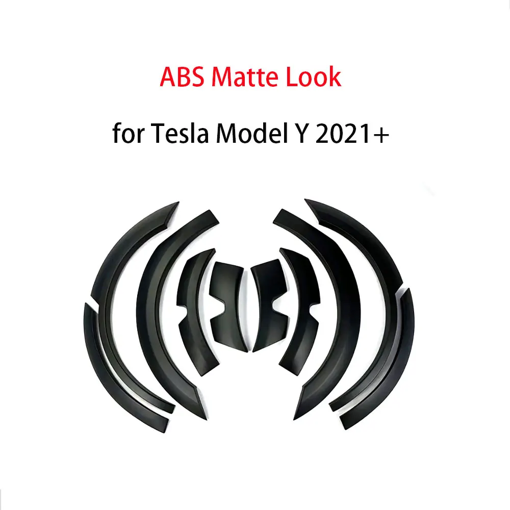 جديد ABS ماتي الأسود الوفير الجانب واسعة الجسم عجلة الحاجب 10 قطعة/المجموعة سيارة حماية لنموذج Y 2021 + تصفيف السيارة #2