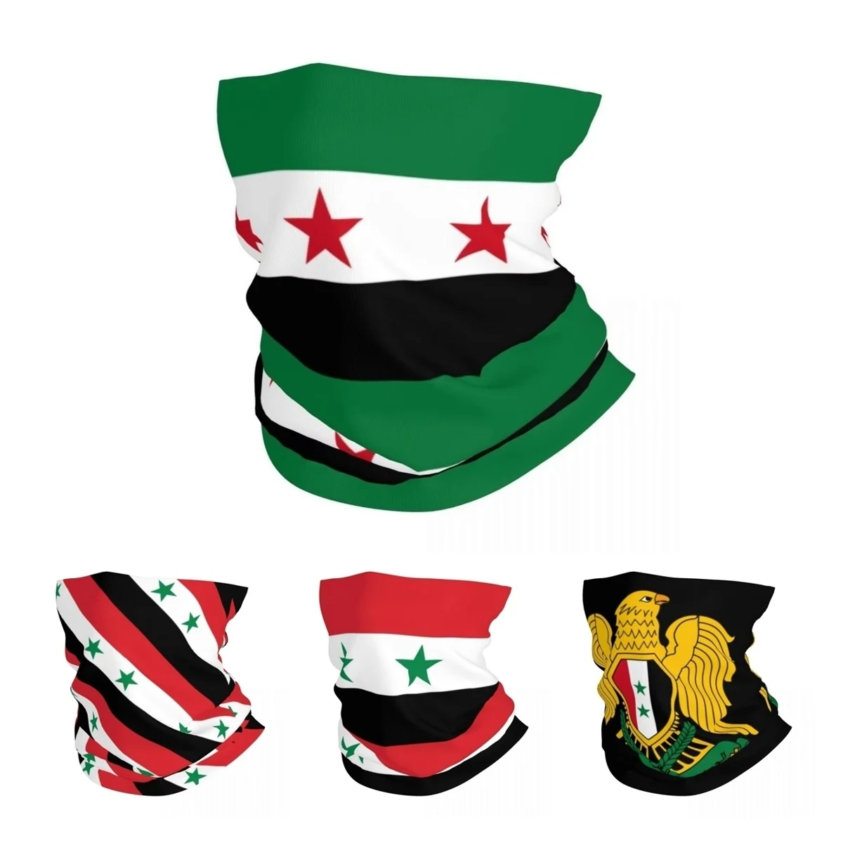 Syria Flag Bandana Neck Cover Printed The Syrian Arab Republic Face Scarf Multifunctional Headband Running Unisex Adult Washable