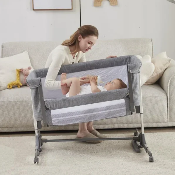 Baby Crib Babyside Travel Cot Baby Cradle Bed Co-sleeper Infant Bassinet for 0-3 Years Old