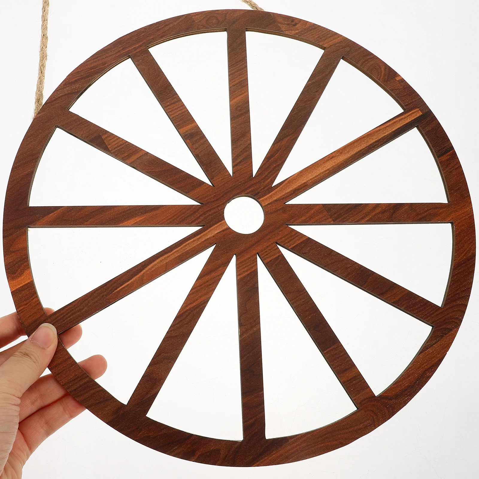 

2pcs Wooden Wagon Wheel Decor Vintage Home Wall Art Wood Ornament For Living Room Office Garage Wall Hanging