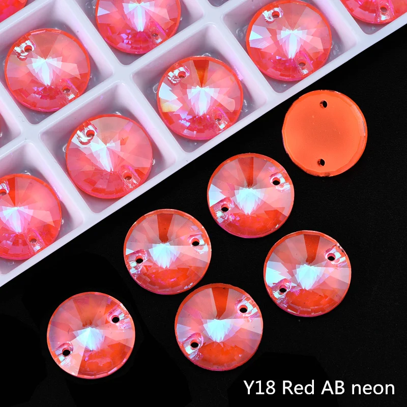 OLeeya K9 Glas Neon Rivoli Nähkristalle Strass mit abgeschrägten Kanten zum Aufnähen, flache Rückseite, für DIY-Kleidung und -Accessoires – Detail 8