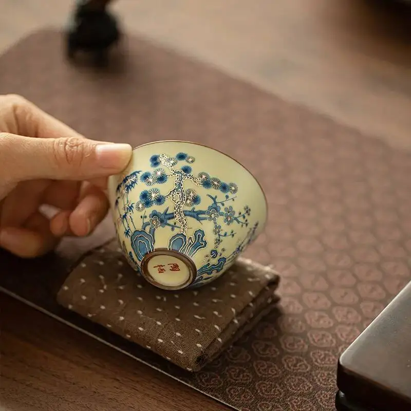  Blue And White Tea Cup Ceramic Teacup Master Cup Tasting Cup Guest Cup Home Kung Fu Tea Cup