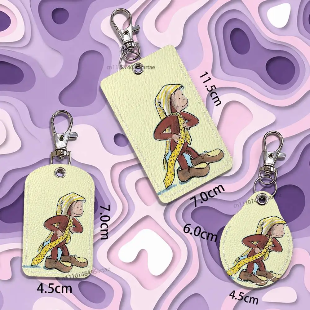 Monkey Curious cute George Holder Card Keychain Fashion Pendant Bag ID Door Card Case Bus Card Cute Adult view 4