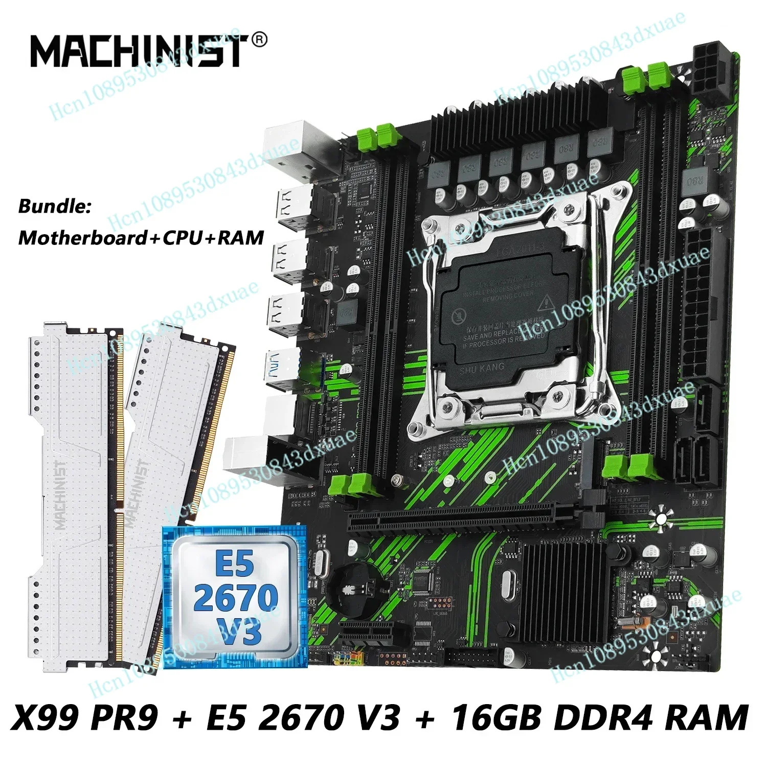 

MACHINIST X99 PR9 X99 Комплект материнской платы LGA 2011-3 Xeon E5 2670 V3 Набор процессоров DDR4 8 ГБ * 2 шт. 2133 МГц с поддержкой NVME m.2 USB3.0 SATA 3.0
