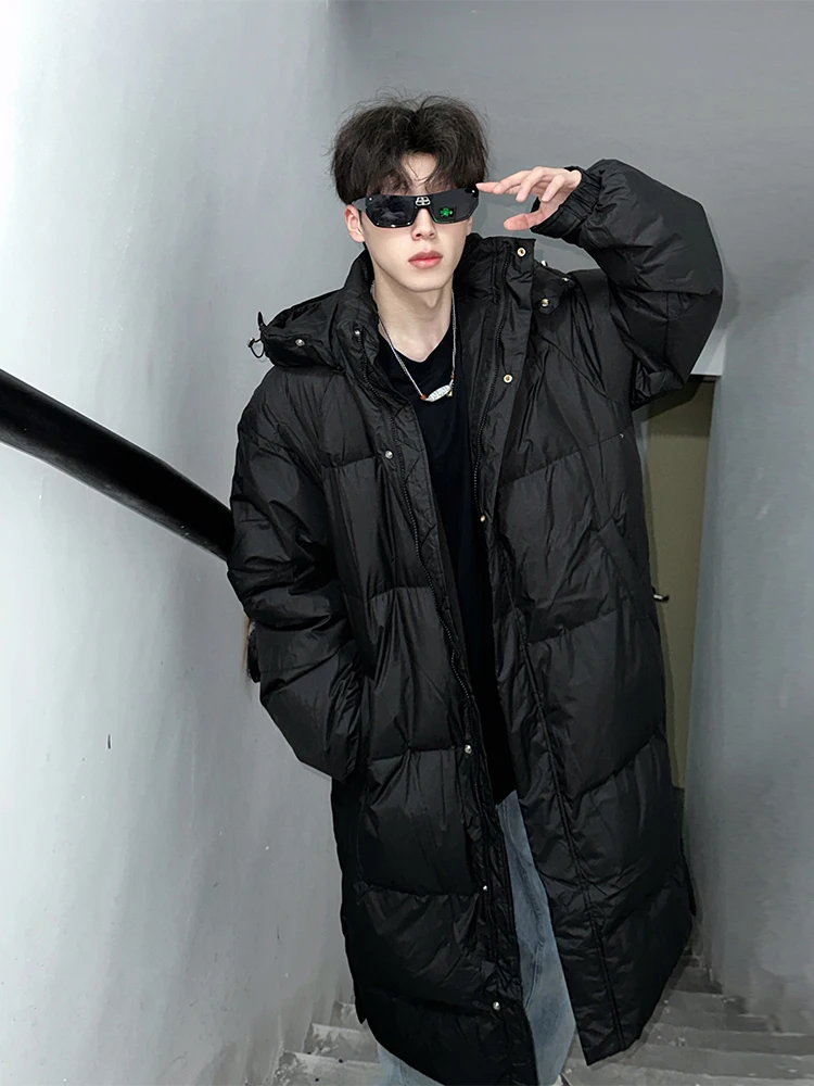 

Модное утепленное длинное пуховое пальто для мужчин, зимнее, до колен, молодежное, двубортное, хлопковое, для защиты от холода