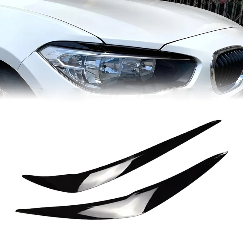 

1 Pair Glossy Black Headlight Eyelid Eyebrow Cover Left & Right Side For BMW 1 Series F20 F21 2015-2019 Facelift LCI Only