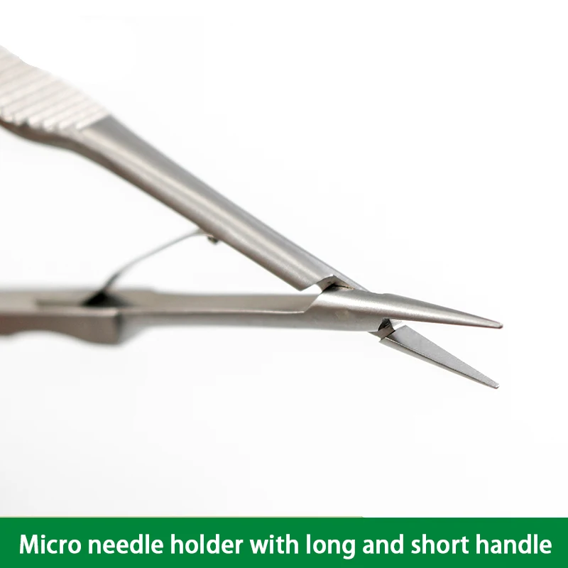 Stainless Steel Microscopic Instruments Long And Short Handle Needle Holder Needle Holder With Horizontal Stripe