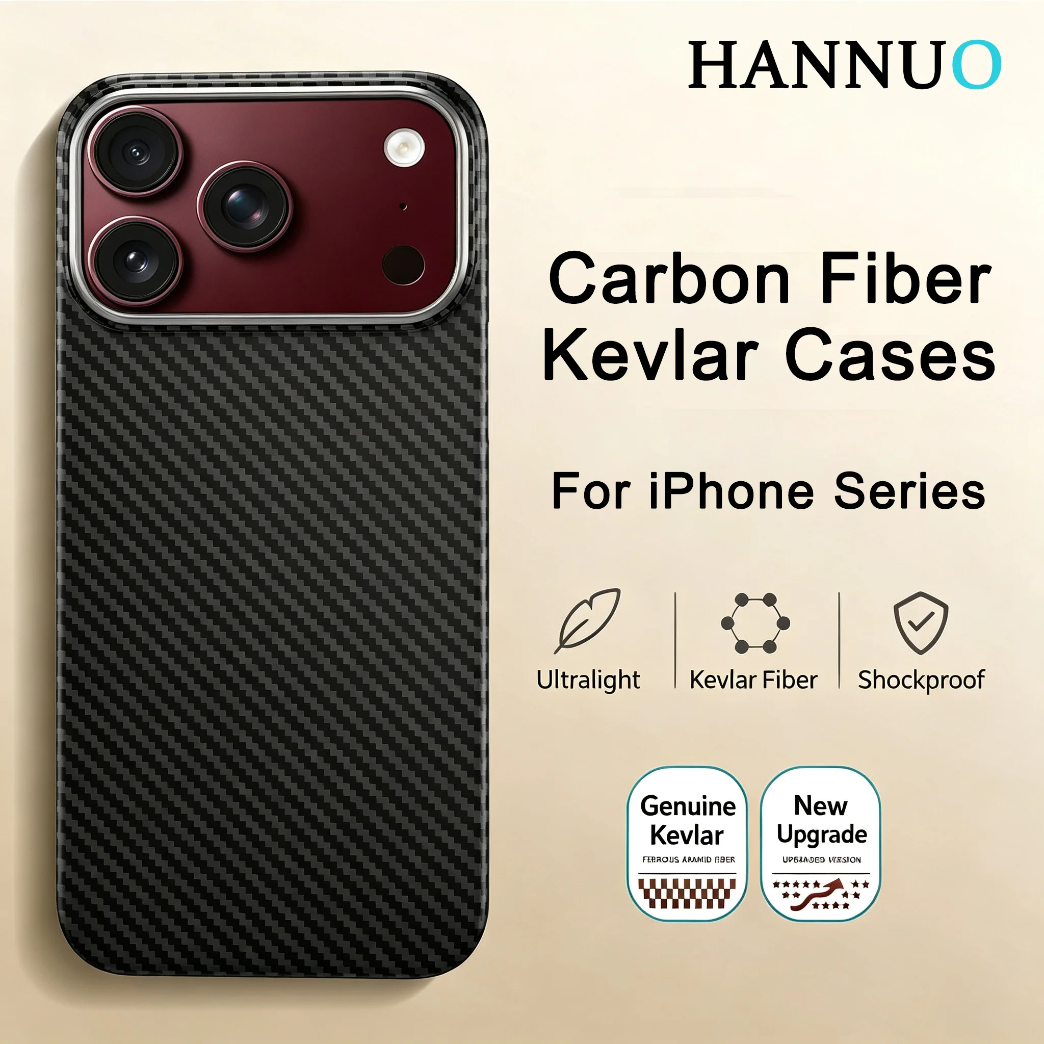 Phone Magnetic Case For iPhone 18 17 16 Pro Max Cases Carbon Fiber Kevlar Pattern Phone Case For Magsafe Shockproof Protect Case