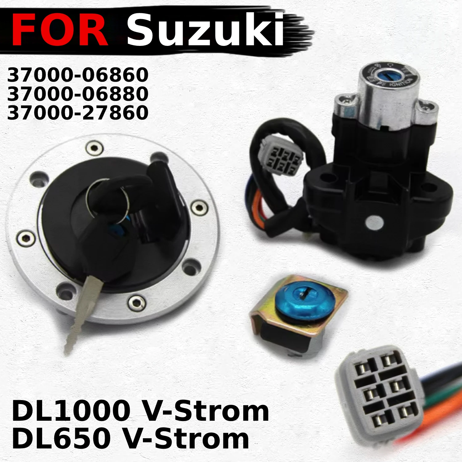

For Suzuki DL1000 V-Strom 2002-2012 DL650 DL 1000 650 37000-06880 37000-06860 27860 Motorcycle Ignition Switch Seat Lock Key Set