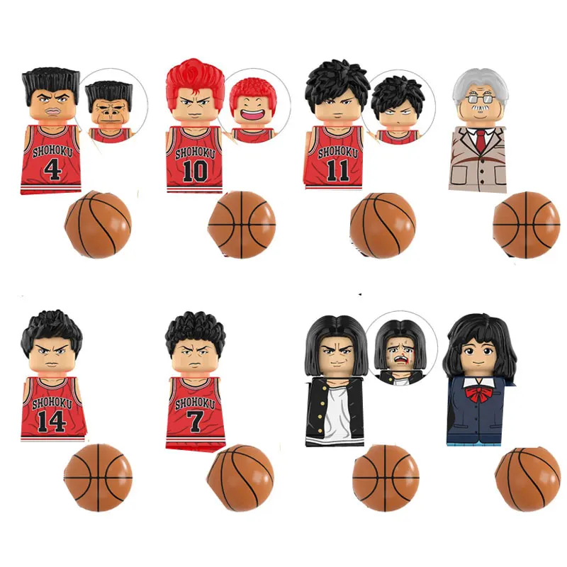 Slum Dunk Building Block Anime Bricks Shohoku Sakuragi Hanamichi Kaede Mini Action Toy Figures Assemble Blocks Dolls For Kids