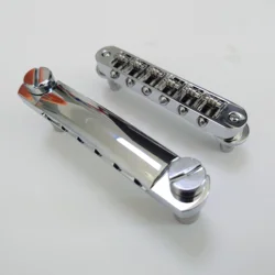 Guitar Roller Saddle Bridge Tailpiece Set, Tune-O-Matic Style, Chrome for ABR LP SG EPI Electric Guitars Replacement Parts