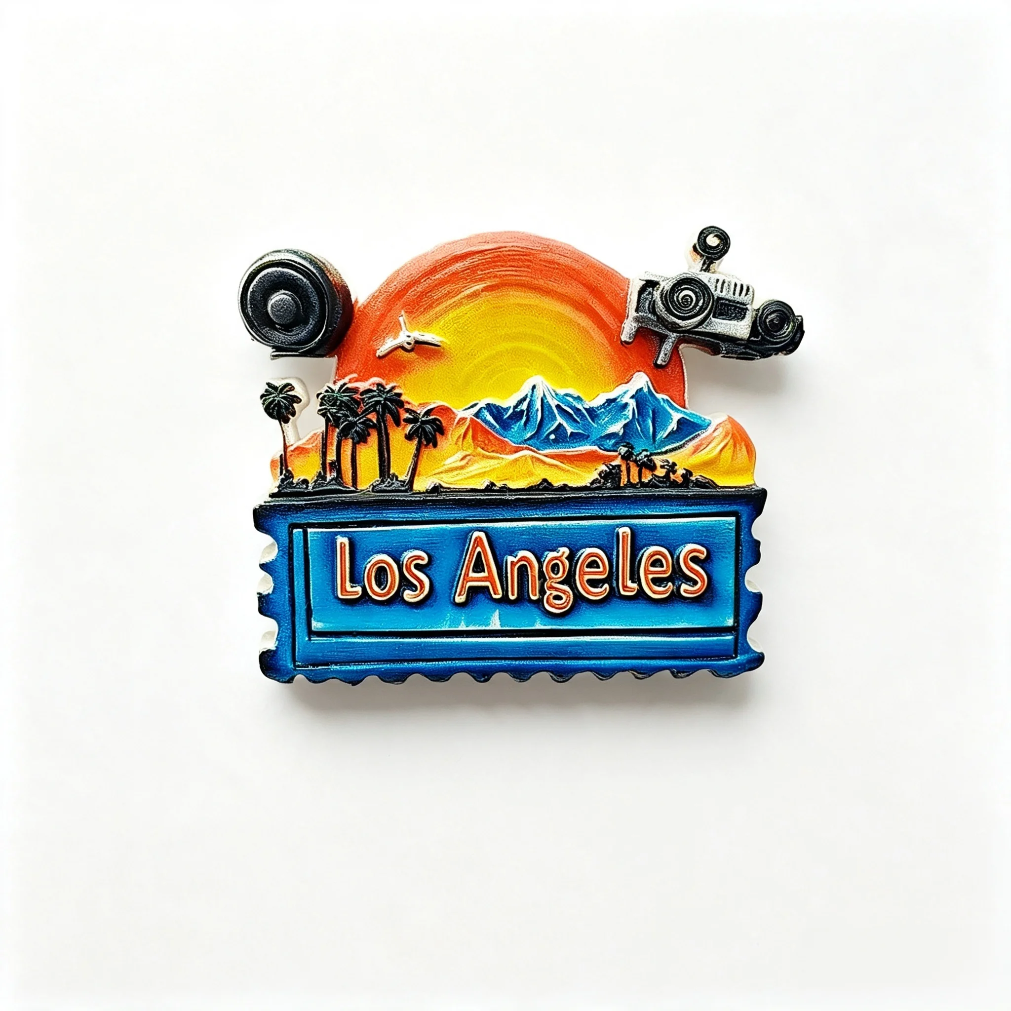Los Angeles Sunset 3D Resin Fridge Magnet USA California Travel Souvenir Refrigerator Magnetic Sticker Home Decoration