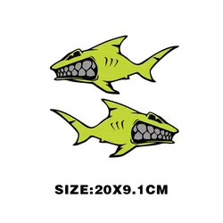 High Quality Car Styling Stickers Neon Fluorescent Yellow Shark Modeling Decal PVC Cars Motorcycle Waterproof Decals