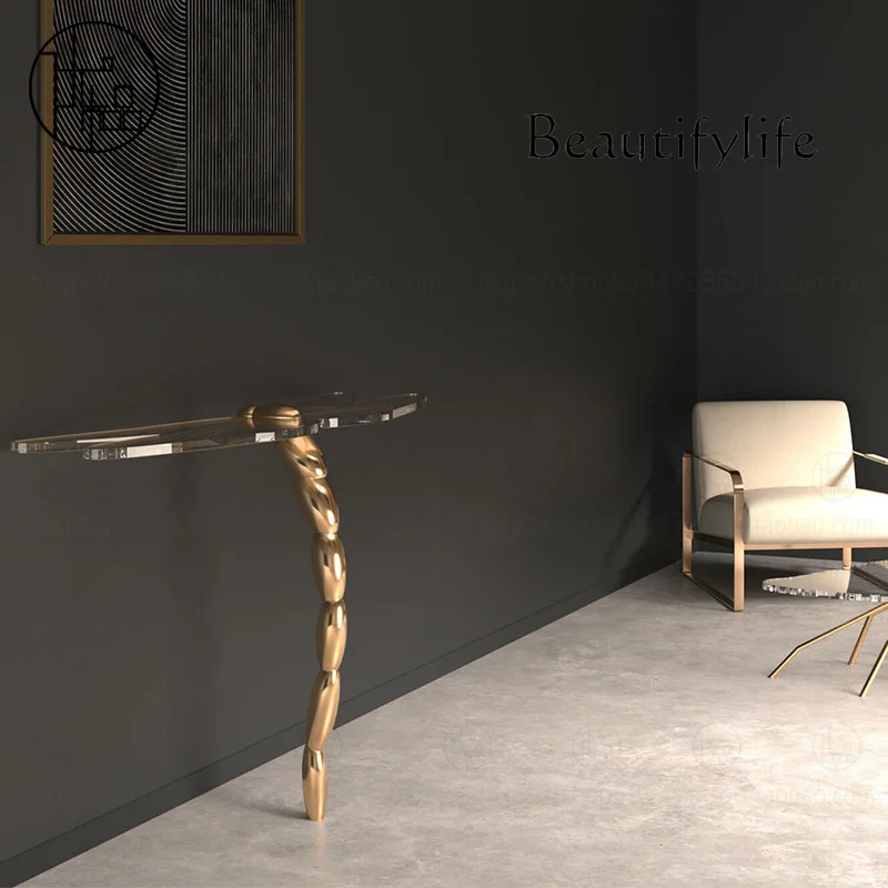 Foyer Acrylic Dragonfly Entrance Living Room Butterfly Coffee Table Entrance Table Solid Wood Light Luxury Modern Table