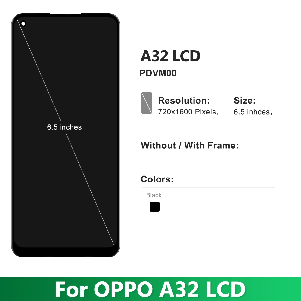 A32 Diplay Screen For OPPO A32 2021 LCD display touch screen digiziter assembly A32 Screen Replacement Parts