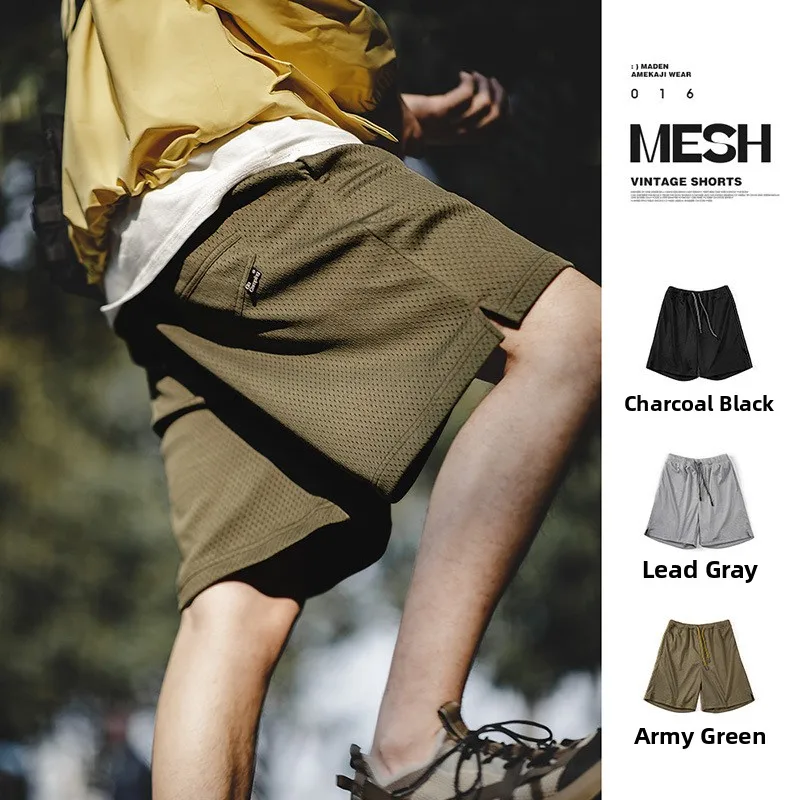 

Maden American Retro Breathable orts Men's Summer Cool Training Sports Casual Baskeall Pants Polyester Fiber Straight Leg