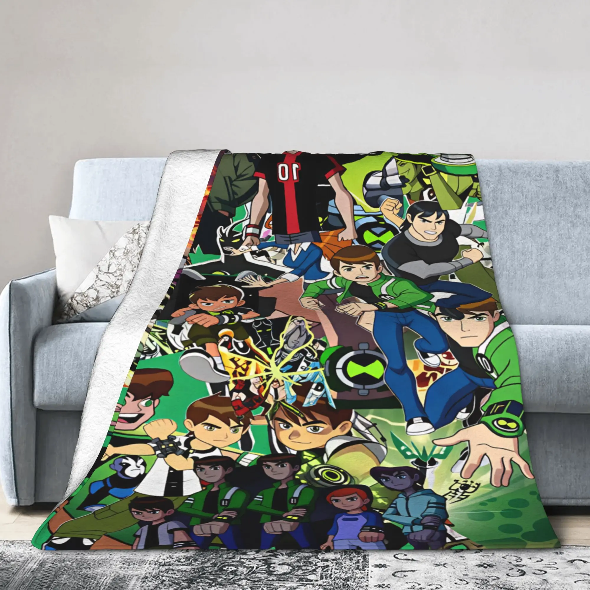 Warm Cozy Bedding Throws Travel Car Ben 10 Cartoon Animation Blanket  Flannel Bedspread For Living Room Funny Sofa Bed Cover