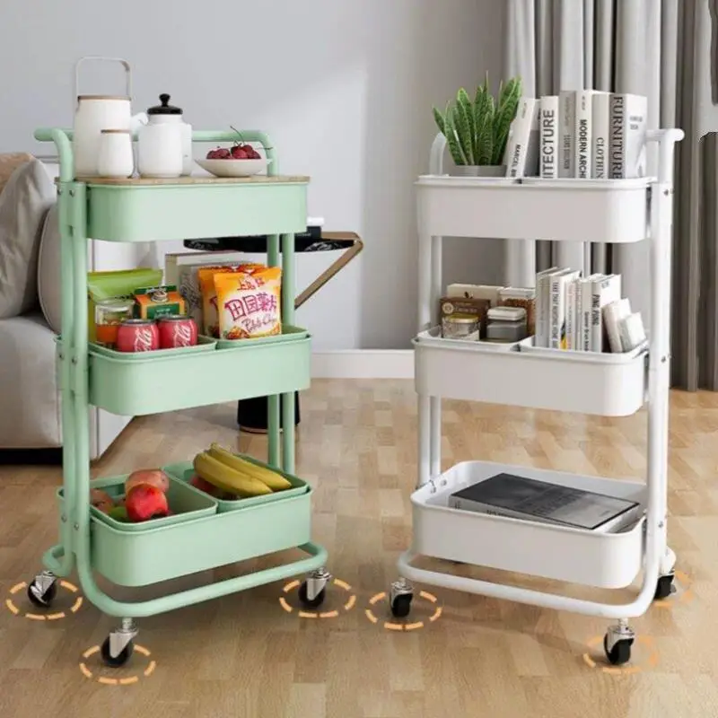 Carbon Steel Multi-Functional Mobile Storage Rack Office Snacks Organizer Multi-Layered Small Cart for Home Organization