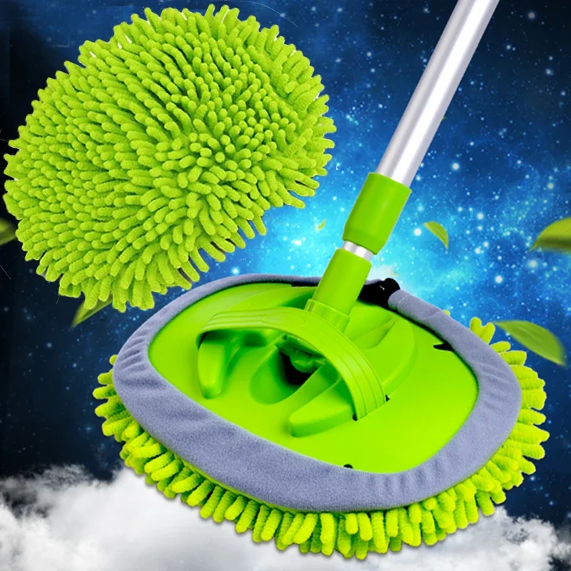 

2 In 1 Car Cleaning Brush Car Wash Brush Duster Telescoping Alloy Long Handle Cleaning Mop Chenille Broom Auto Accessories