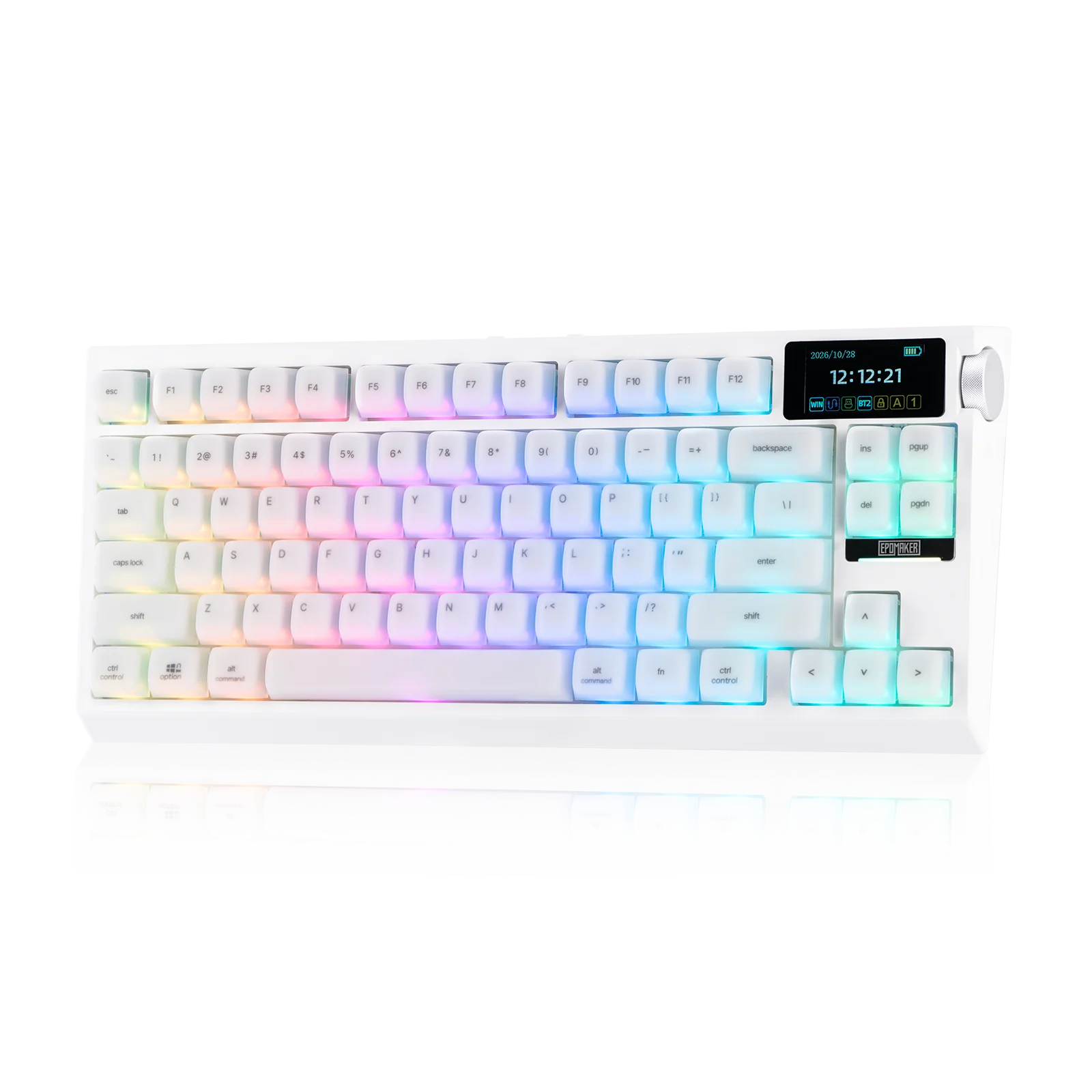 EPOMAKER G84 PRO 80% ANSI US QWERTY Układ Klawiatury Mechanicznej Gamingowej Przewodowa/Bluetooth/Bezprzewodowa 2.4Ghz z Ekranem Szklanym i Metalowym Pokrętłem — zdjęcie produktu 1