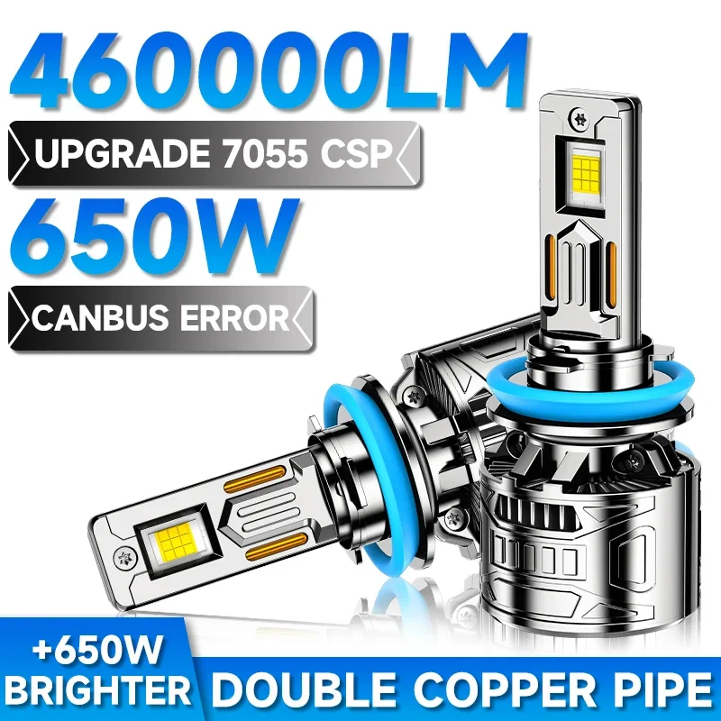 

High Power 650W H7 H11 H1 H3 H4 Led Headlight Bulb 6000K LED 9005 9006 9012 HB3 HB4 2Copper Tube Led Light Kit for Car 12V 2PCS