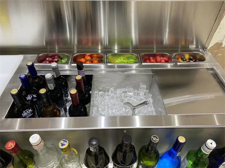 เคาน์เตอร์บาร์ดีไซน์ทันสมัยสไตล์ฮาวาย โต๊ะทำงานสำหรับผสมเครื่องดื่มสำหรับร้านอาหารและบาร์