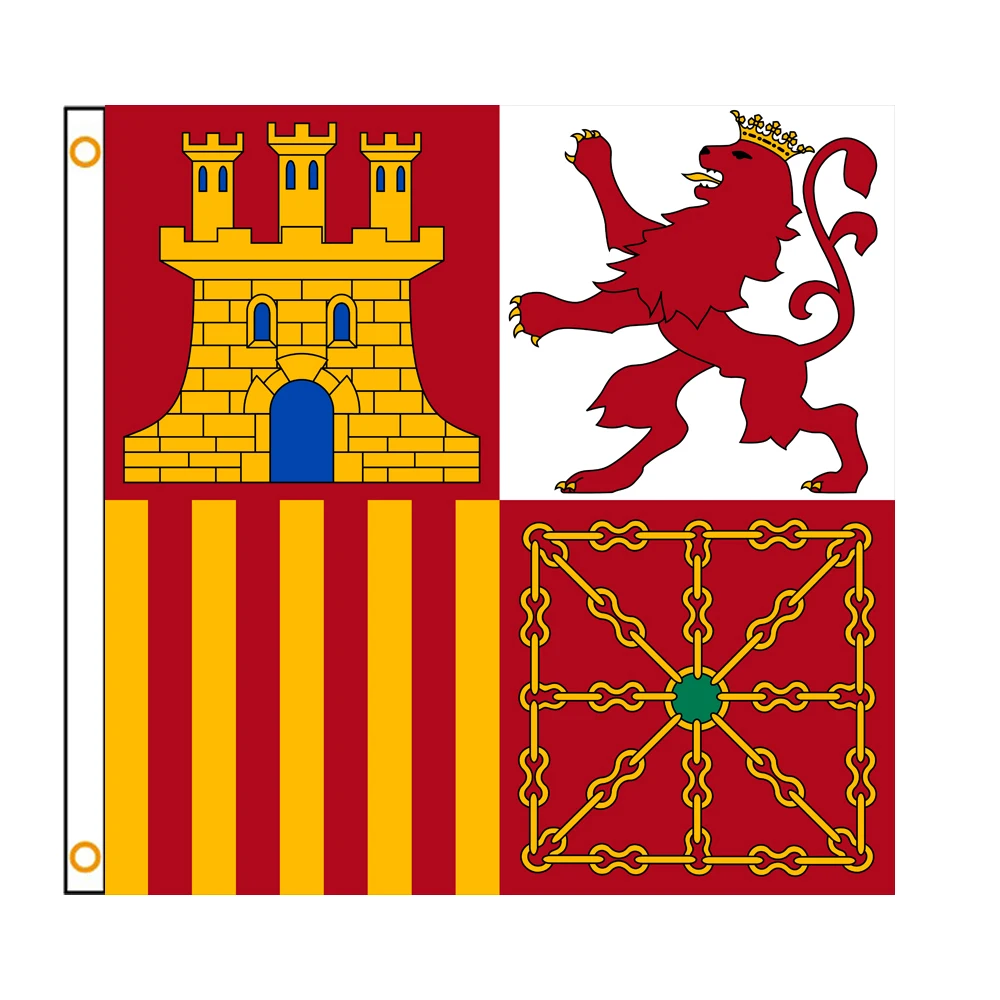 3x5 Ft Spanish Navy jack Flag Vivid Color and Fade proof Spain Flags Polyester with Brass Grommets