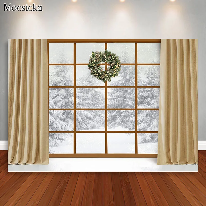 الشتاء عيد الميلاد خلفيات للتصوير الفوتوغرافي غابة الثلج ويندوز صور الدعائم استوديو كشك خلفية الاطفال الأسرة صورة التصوير الفوتوغرافي