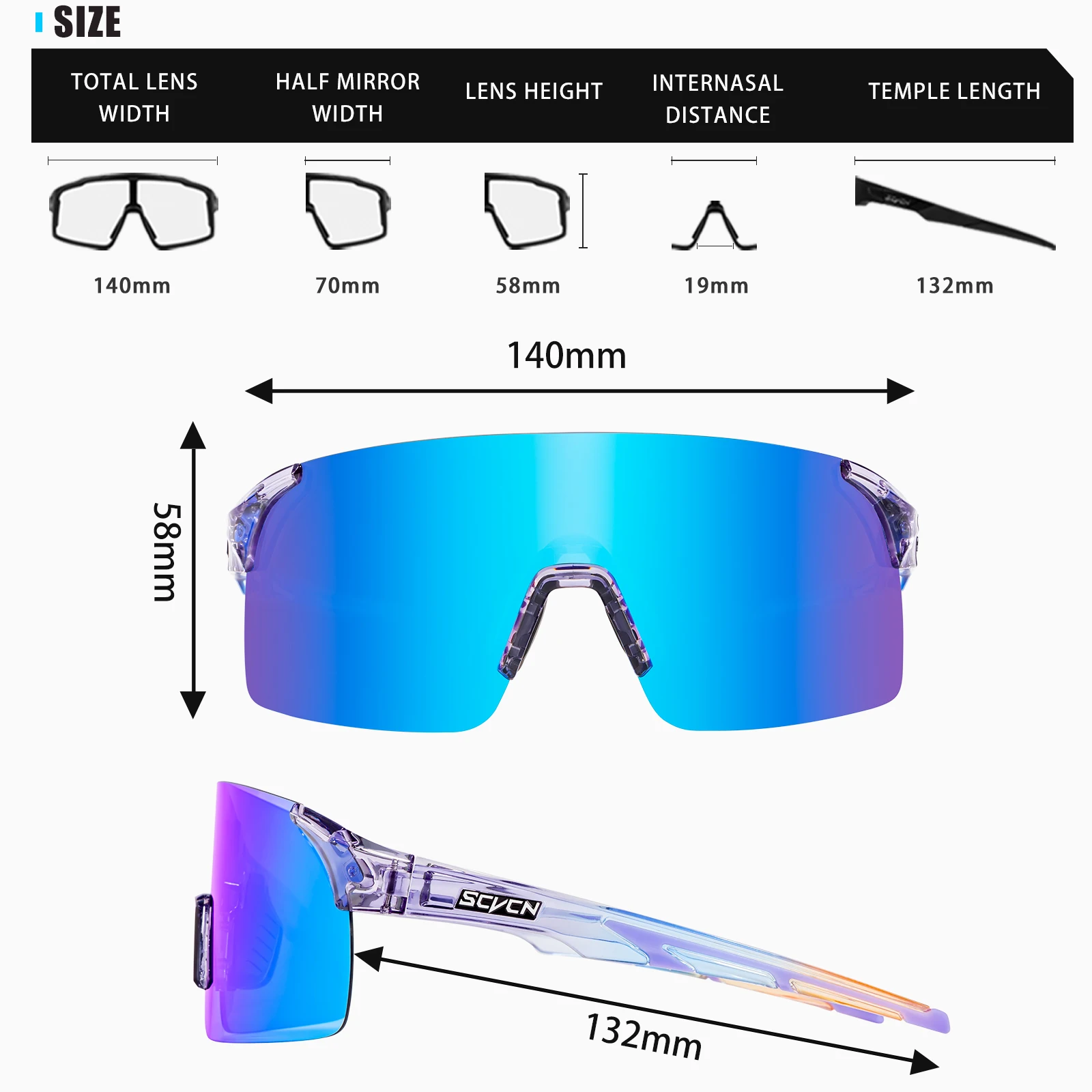 Scvcn-Cycling Sunglasses Mtb Polarized Sports Cycling Glasses Goggles Bicycle Mountain Bike Glasses Men\'s Women Cycling Eyewear