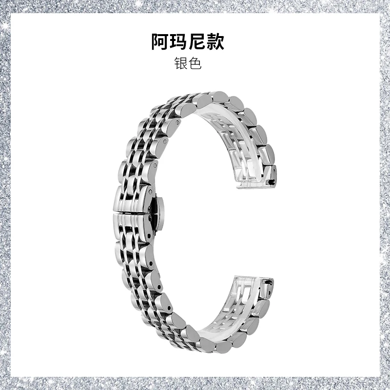 Stainless steel watch strap 6 8 10 12 14 15 16 18 19 20 22mm universal metal small size silver rose gold black women\'s watchband