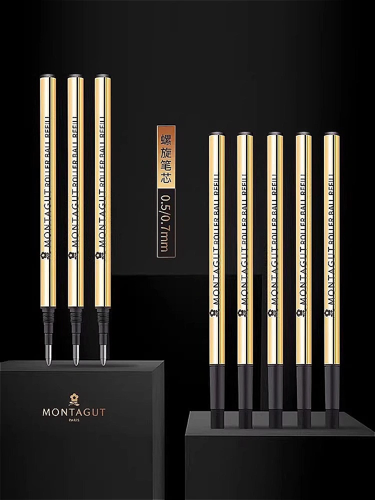 

5PCS Montagut Roller Ball Pen Refill Black & Blue & Red Ink for Choice 0.5MM & 0.7MM Screw Type Pen Refill