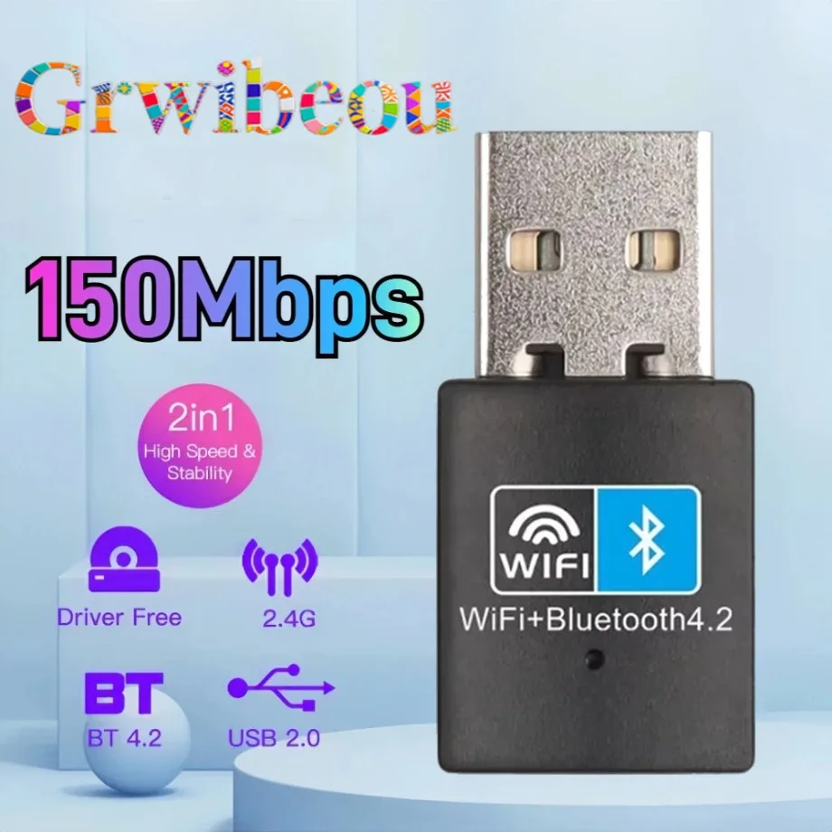 

Mini 150Mbps USB WiFi Bluetooth Adapter Wireless Network Card 802.11N Antenna Signal Receiver USB Bluetooth Dongle for PC Laptop