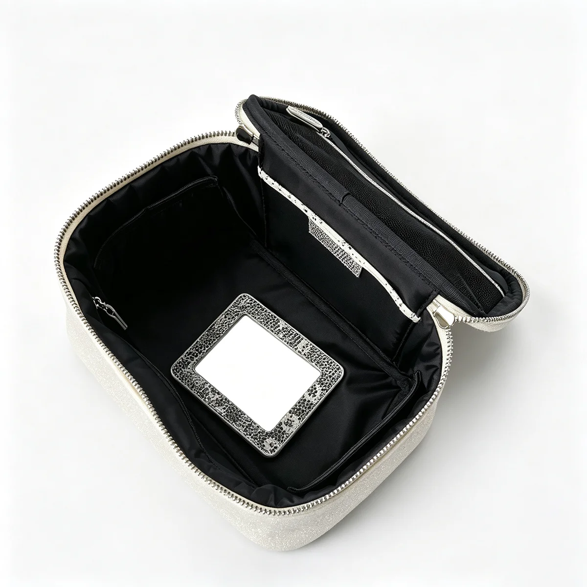 Echte Kosmetiktasche aus Leder mit Eidechsenprägung, Reise-Kosmetiktasche für Damen, tragbare Organizer-Tasche, Make-up-Organizer für Kosmetika – Detail 10