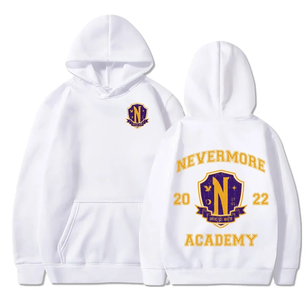 سويت شيرت نسائي بغطاء للرأس بأكمام طويلة من Nevermore Academy سلسلة جديدة 2025 ملابس عصرية غير رسمية