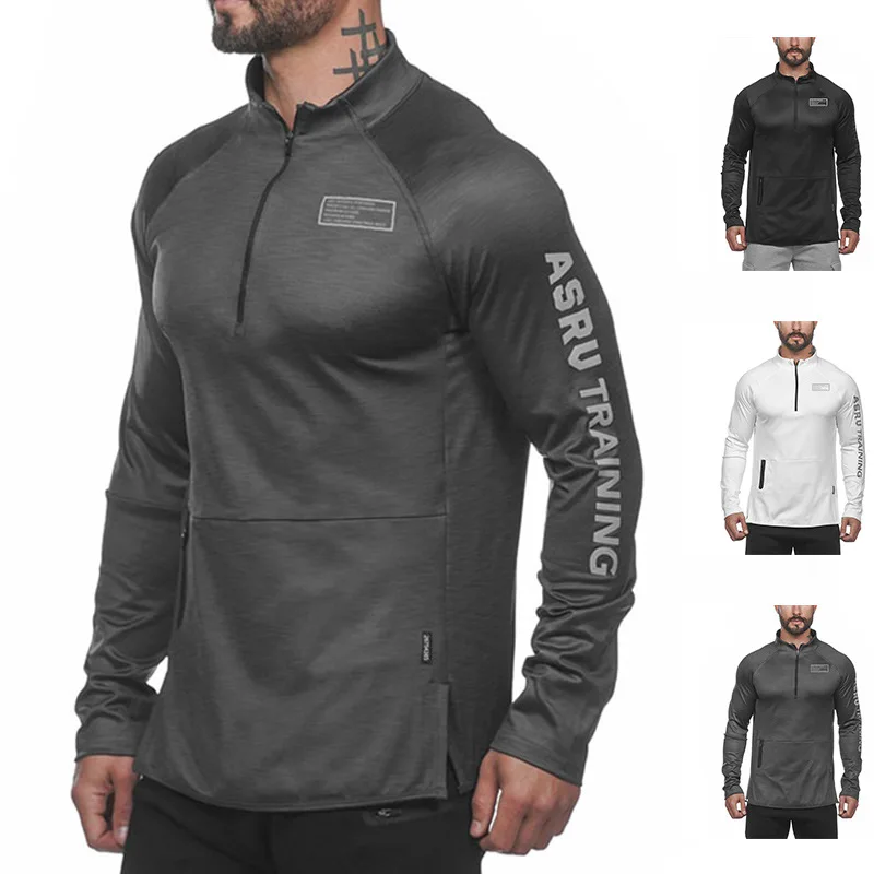 Gym Men\'s Fitness Light Reflecting Hoodies Zipper Pocket Sweatshirt Male Elastic Bodybuilding Jogging Casual Clothing Promo