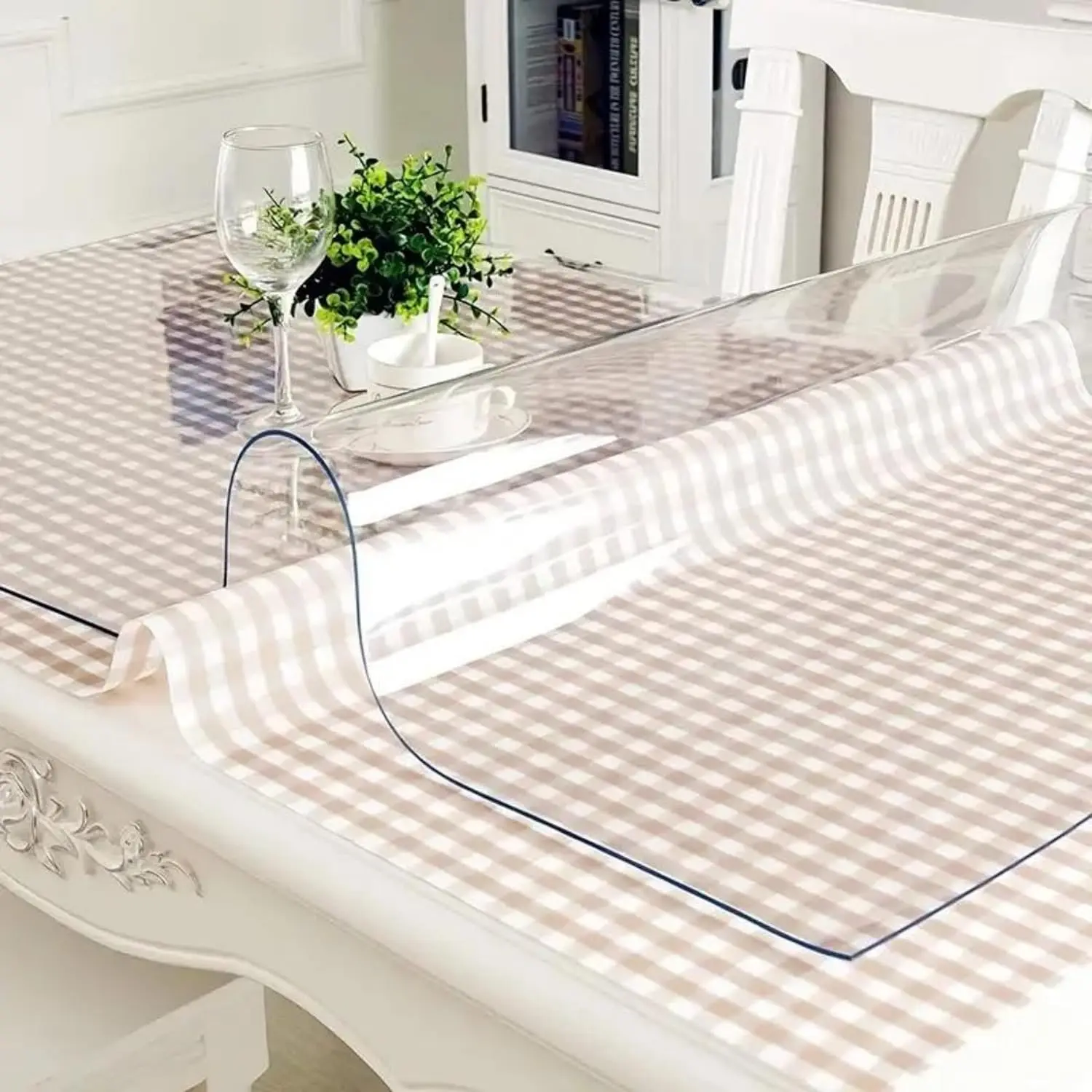 PVC 1.5mm transparent tablecloth table mat protective film, scratch resistant tablecloth, heat-resistant tablecloth Room Decor