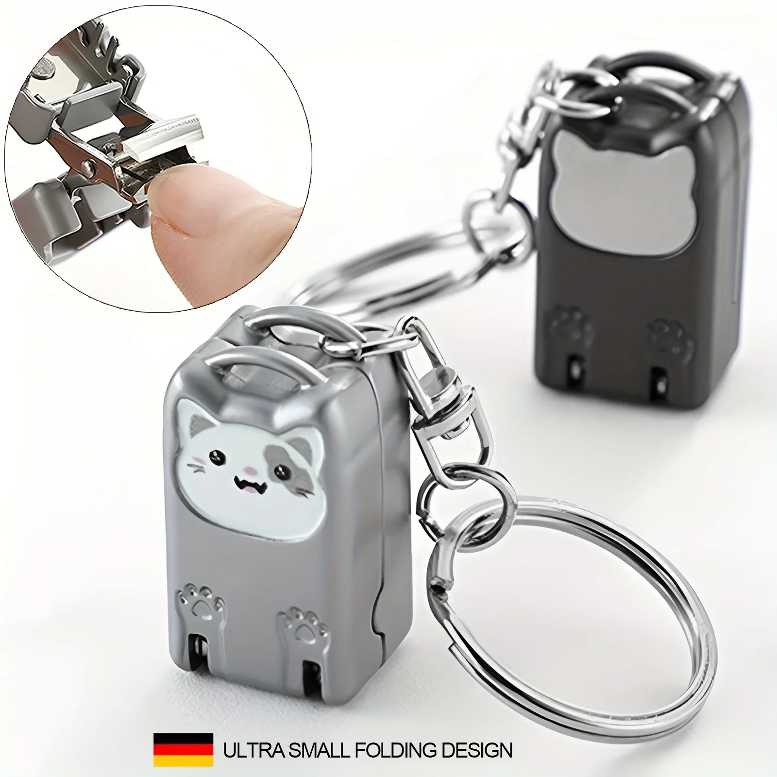 Les coupe-ongles viennent avec des coupe-ongles pliants, porte-clés en acier inoxydable, Mini pendentifs, coupe-ongles et pinces à ongles inclinées