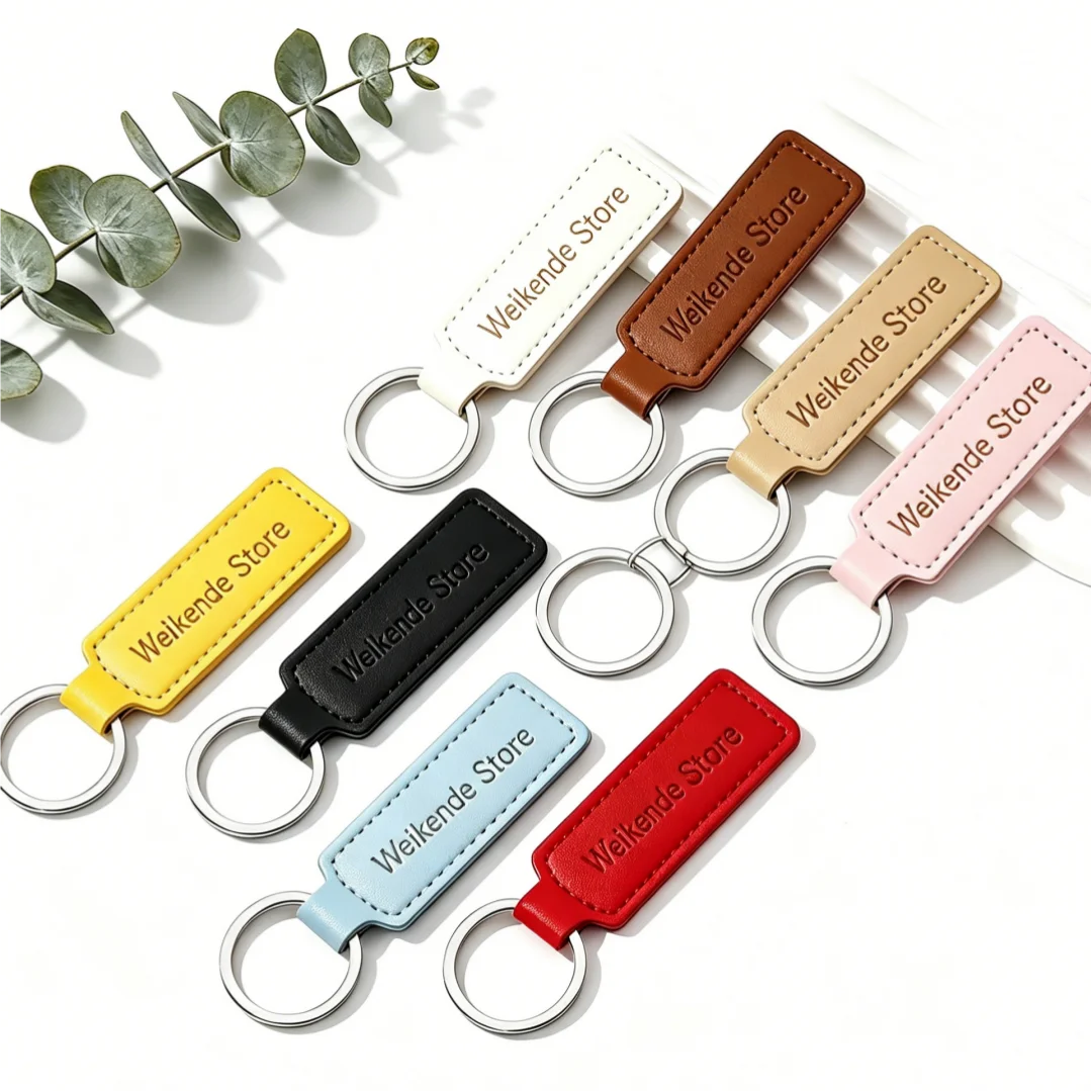 20/50/100Pcs Custom Logo PU‑Leather Key-chains 9.5×3cm Key-rings for Hotel Numbers Classroom Tags Jewelry Bag Accessories &Gifts