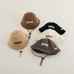 New Baby Bucket Hats Spring Cute Embroidered Letter Sunhat Fishing Hat Sunshade Visor Boys Girls Outdoor Beach Cap For 6-24M
