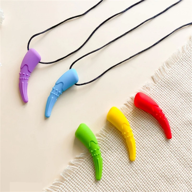 Sensory Chew Necklace Brick Chewy Kids Silicone Biting Pencil Teether Toy Silicone teether for children with autism