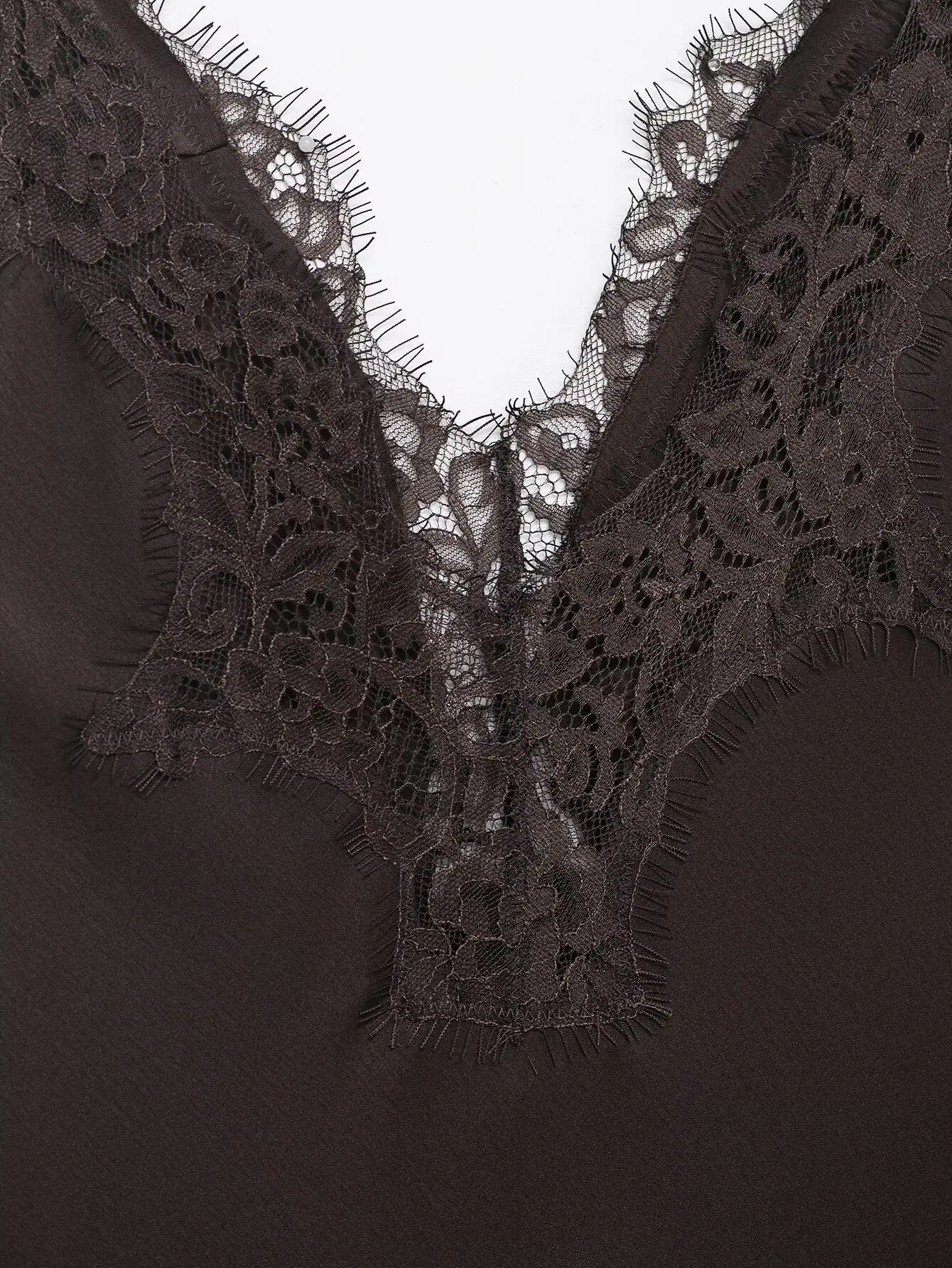 ジェニー&デイブ 2026 女性服 フレンチ エレガント サテン レース ドレス ミニマリスト コーヒーカラー ノースリーブ タンクドレス パーティー ミディドレス