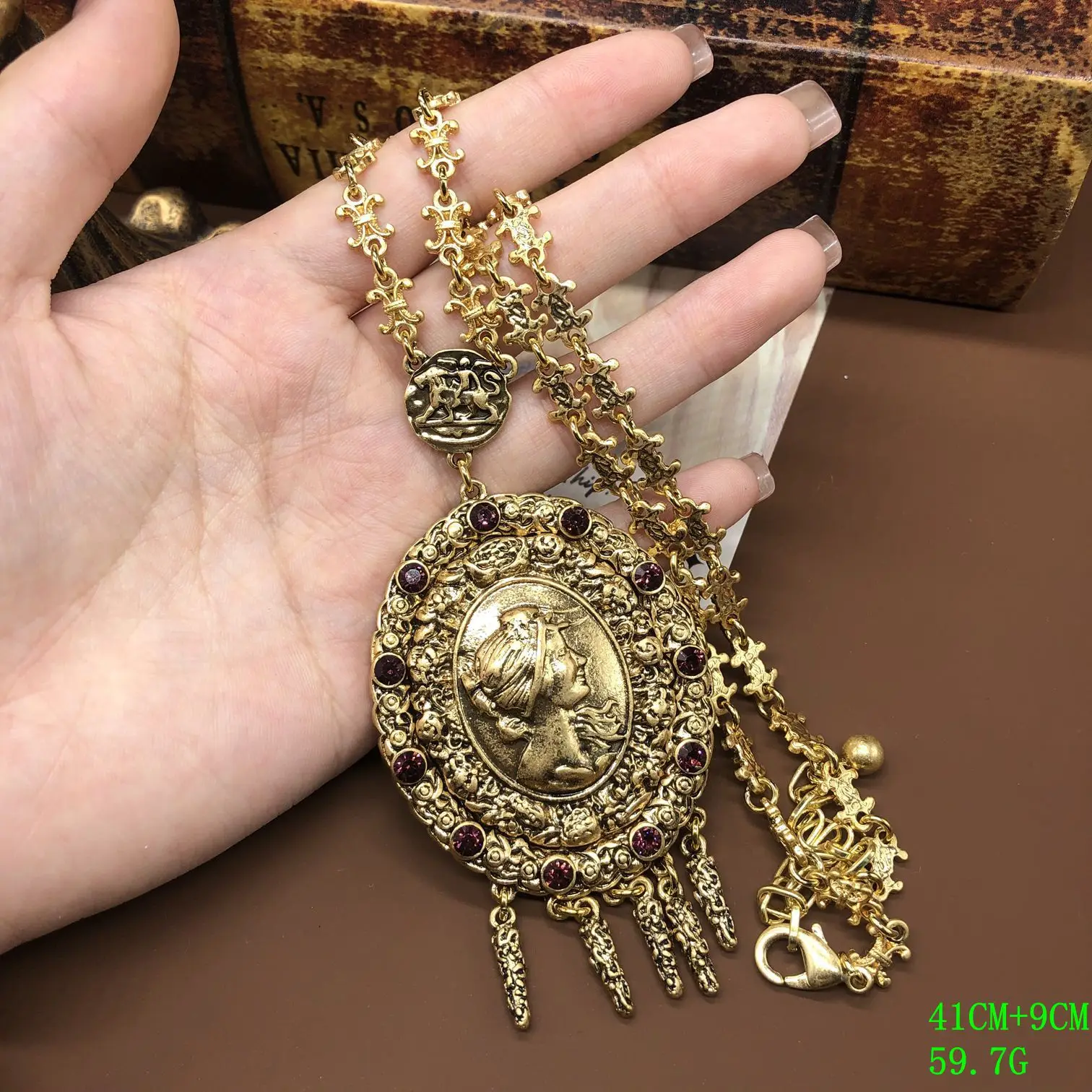 head relief three-dimensional metal retro style necklace stud earring  versatile medieval jewelry