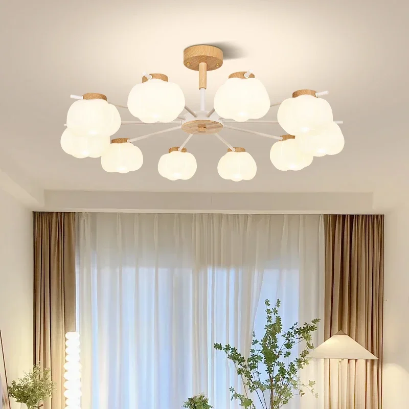 Cream wind living room chandelier modern simple atmosphere log wind