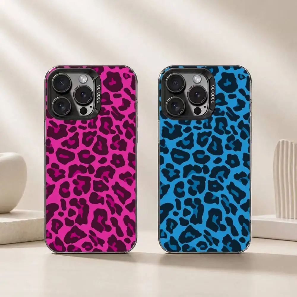 

Fashion Leopard Print Phone Case For iPhone 17,16,15,14,13,12,11 Plus,Pro Max,XS,Colorful Silver Black Cover