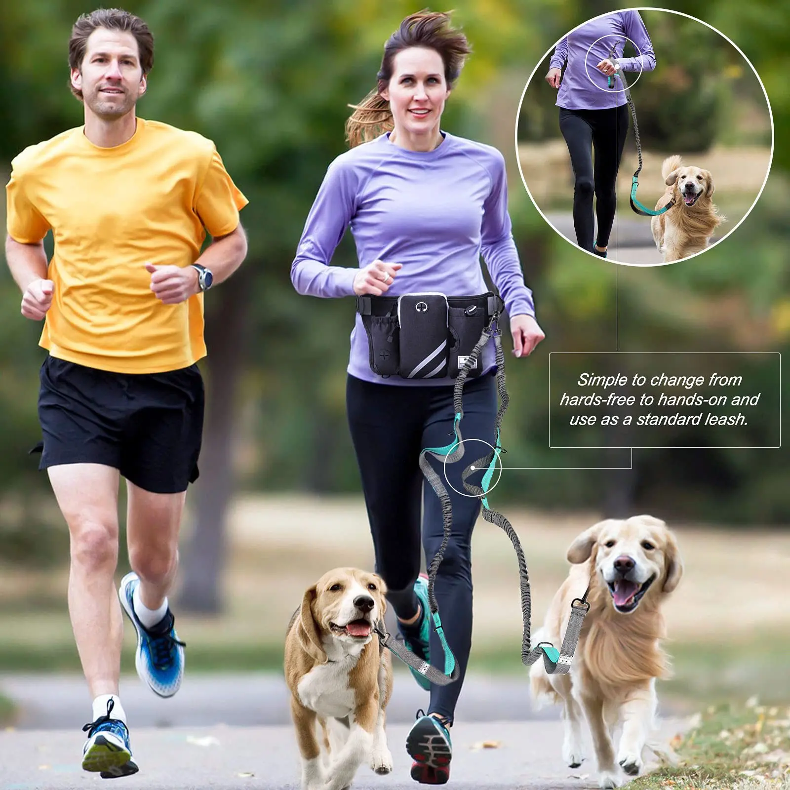 

Hands-free Adjustable Dog Training Waist Pack Multifunctional Running Belt With Leash, Reflective Outdoor Gear Hiking & Pet Wal